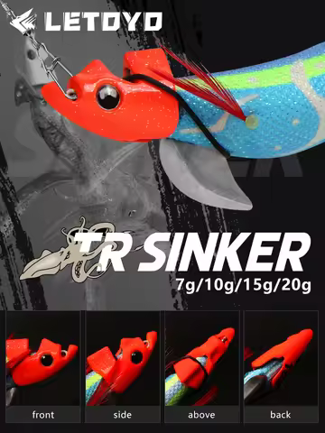 LETOYO 2PCS Luminous EGI for tip run squid lure TR Sinker weight eging for Webfoot Octopus Cuttlefis