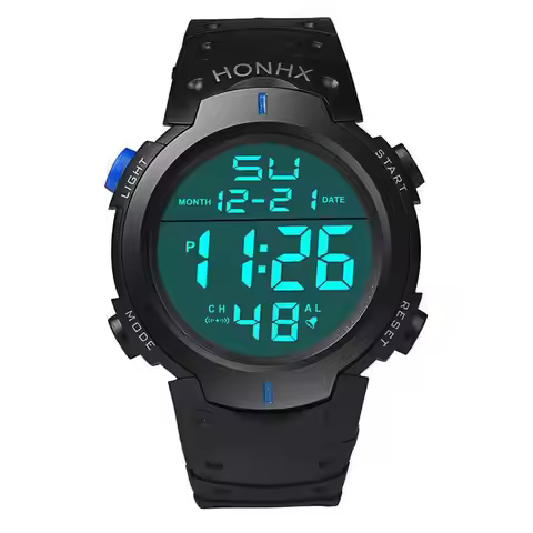Men's sports LED watch, men's digital clock, multifunctional rubber watch, men's fitness athlete tim