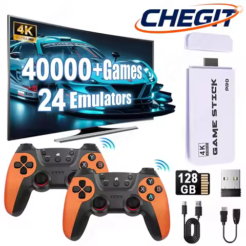 M15 Plus 4K TV Game Stick 128GB Built-in 40000+ Retro Games Console with Wireless Gamepads Supports 