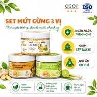 SET OF 3 JARS OF QNA FARM GINGER JAM PILLS 95G - TRADITIONAL FLAVOR/Salted Lemon/Lemon Lemongrass - 