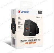 🔅 Verbatim Dual Port 36W PD &amp; QC 3.0 USB充電器🔅📢香港原裝行貨1️⃣年保養