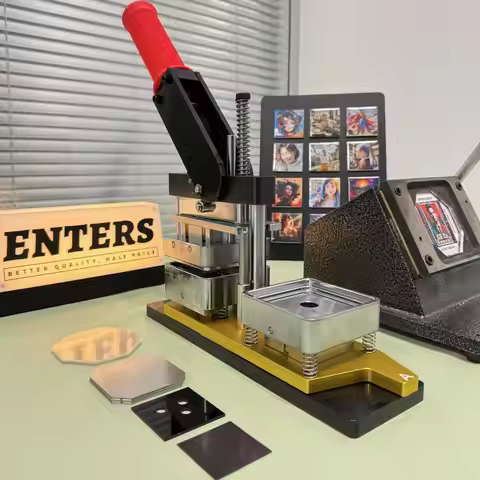 2025 Best Fridge Magnet Button Making Machine, 50*50mm Square Magnet Maker (Machine+Cutter+100 Magne
