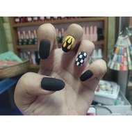 Gradient Yellow Color Gel Fire Pattern False Nails