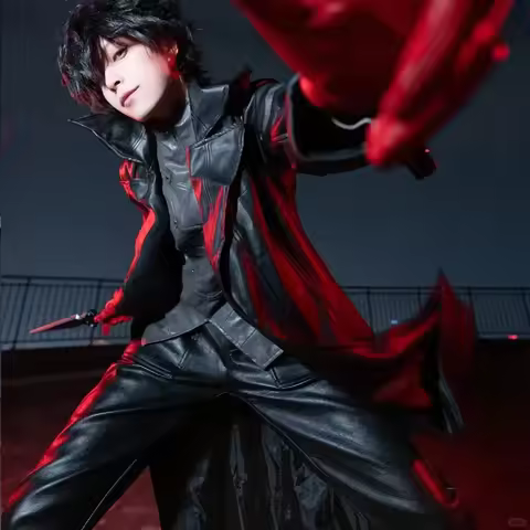 Amamiya Ren Persona 5 Joker Strange Thief Costumes Combat Suit Leather Jacket Set Adult Cosplay Dres
