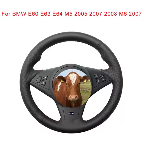 DIY Cowhide Leather Car Steering Wheel Cover Original Customized Steering Wrap For BMW E60 E63 E64 M