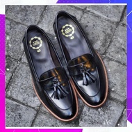 505 Women Tassel Loafer Strap PianoBlack x Wooden Soles Color รองเท้า loafer ผู้หญิง งานหนัง Italy แ