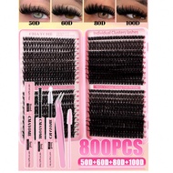 DIY 800-Piece False Eyelash Sets - Cluster-Style False Eyelash Sets, With Lengths Ranging From 9 To 