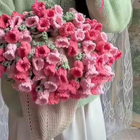 Crochet Rose Bouquet Blanket Fashion Finished Flower Bouquet Blanket Sunflower Carnation DIY Craft A