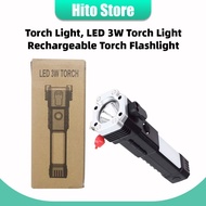 Torch Light, LED 3W Torch Light Rechargeable Torch Flashlight