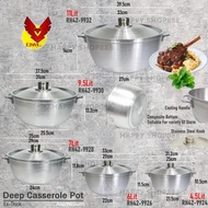 Aluminium Deep Casserole Pot (With Lid) EX-THICK WITH COMPOSITE BOTTOM FOR INDUCTION COOKER/铝制深砂锅（带盖