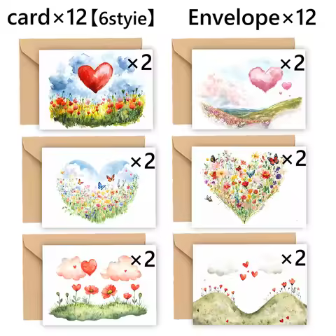 24pcs Heart Theme Greeting Card Set with Envelopes, DIY Invitation Cards, Multifunctional Fun, Expre