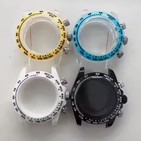 39mm Watch Case for VK63 Movement - 4-Color Options with Acrylic Crystal, Seiko VK63 Quartz Mod