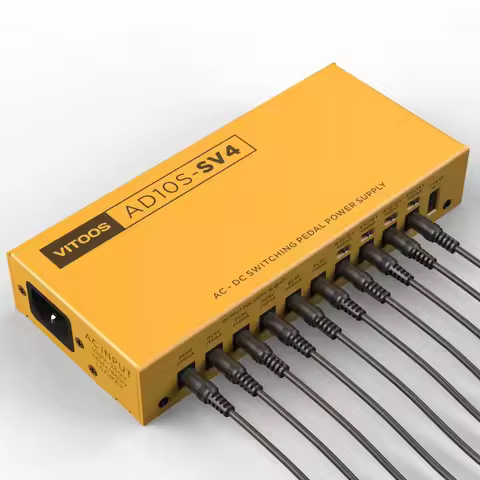 VITOOS AD10S-SV4 AC-DC Switching Guitar Pedal Power Supply 10 Outputs 4 Adjustable Voltage + USB Cha