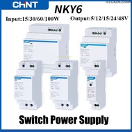 CHINT NKY6 HDR Rail Mounted AC DC 12/5A Switching Power Supply Input 15W 30W 60W 100W Transformer DR
