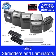 GBC Paper Shredders | GBC Lamination Machines | GBC Oil Sheets | X308 | X312 | Auto50x | Inspire Plu