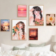 Vintage girl wall paintings, formex decor paintings for wall decoration without frames, glue, living