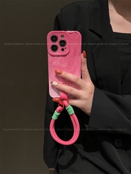 กระเป๋าใส่โทรศัพท์หินอ่อนขนาดเล็กสำหรับ iPhone14promax Colour Dye Rose กรณีโทรศัพท์สีแดงสำหรับ iPhone13pro Round Zero Wallet Pendant Case สำหรับ iPhone12Promax บล็อกบล็อกที่มีสีสันกรณีโทรศัพท์สำหรับ iPhone11
