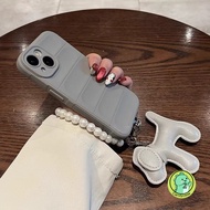 Leather Pendant Phone Case With Pearl Chain For Realme C73 C71 C67 C65S C63 C61 C55 C53 C51 C35 5G 4