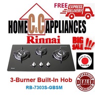 RINNAI RB-7303S-GBSM 3 BURNER BUILT-IN GLASS HOB /SINGAPORE WARRANTY | FREE EXPRESS DELIVERY |