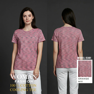 CY 2301  IceSkin Woman T Shirt 100% Cotton Tee Baju Wanita Murah L-XXL Top Leisure Short Sleeve Paka
