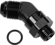 Podavelle 8AN Male Flare to 6AN -6 ORB O-ring Boss 45 Degree Swivel Fitting Adapter Aluminum Black