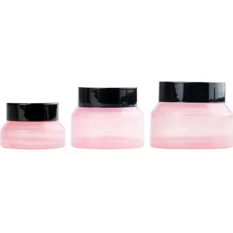 10pcs/lot Pink 15G 30G 50G Cream Glass Matte Jar Pot with Black Lids Seal Skin Care Face Mask Cosmet