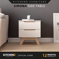 KitchenZ Simona Series Side Table Bedroom Side Drawer Bedside Table Meja Sisi Meja Kecil Wooden Leg 