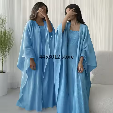 Islamic Middle East Saudi Arabia Dubai Robe Muslim Women's Luxury Fashion Strap Skirt+Elegant Abaya