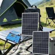 2pcs 15W Portable Outdoor Solar Panel Kit, With Stand, 70A Solar Charge Controller, 18V Output, Suit
