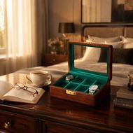 Wooden Watch Box Wood-Grain Finish 8-Slot Watch Box Lockable Dust Protection