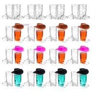 HARRIETT 24/33 Pcs Cowboy Boot Shot Glasses, Miniature Hat Food Grade Mini Plastic Boot Cups Set, Pr