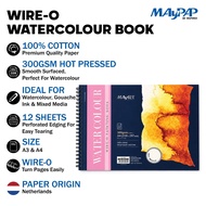 MayArt SC Wire-O Watercolour Book 300gsm 100% Cotton Hot Pressed A3/A4 Buku Cat Air Wire-O