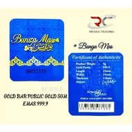 PUBLIC GOLD 5GM GOLD BAR 999.9 BUNGA MAS 5G GOLD BAR 9999 FINE GOLD PG CERTIFIED GOLD BAR AU 999.9 足