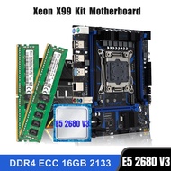Kllisre X99 Motherboard Combo Kit Set LGA 2011-3 Xeon E5 2680 V3 CPU DDR4 16GB (2PCS 8G) 2133Mhz ECC Memory
