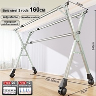 LG Jemuran Baju Stainless Steel Dengan RODA 160CM/200CM/240CM Jemuran Baju Lipat Jemuran Pakaian Jem
