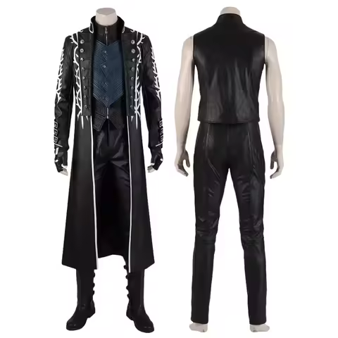 Hot Game DMC5 Cosplay Vergil Costume Nelo Complete Outfit with Boots Halloween Carnival Men Suit Jac