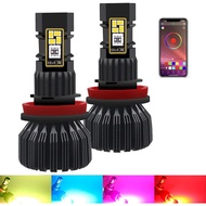 Mentol Lampu Kabus LED RGB, Viesyled H11/H8/H9 3020 SMD Multi-warna Kawalan Bluetooth APP Super Tera