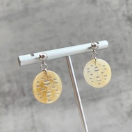 天然玉石耳環 A貨玉石 黃翡 緬甸翡翠 雙喜臨門 925純銀