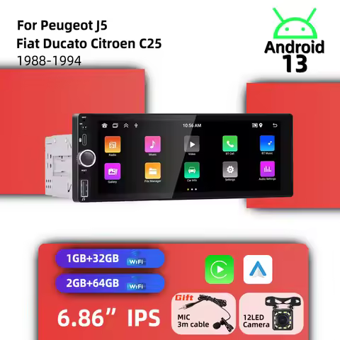 6.86" 1 Din Car Multimedia Head Unit for Peugeot J5 Fiat Ducato Citroen C25 1988-1994 | Android Syst