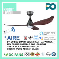 PO AIRE-01 54" Smart WIFI-Enabled Ceiling Fan with 20W Dimmable RGB LED Light Kit (Optional)