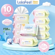 LALAFEEL Baby Wet Wipes Powder Scent Wet Tissue Baby Wipes  X 10 Packs(100 Pcs/Pack)