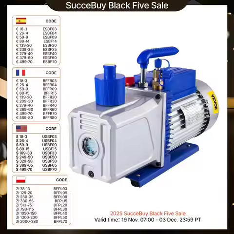 VEVOR Vacuum Pump 10CFM 1HP Vane Vacuum Pump 2 Stage HVAC Rotary Auto AC Refrigerant for Automobile 