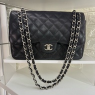 Chanel 黑銀魚子醬雙蓋cf jumbo鏈條包