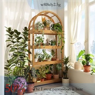 Solid Wood Plant Rack With Wheels Plant Stand Multi-Layer Flower Pot Rack Balcony Plant Rack Outdoor