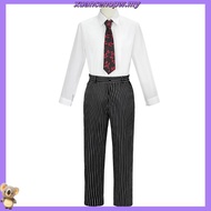 Wednesday The Addams Fly Gomez Addams Cosplay Costume Black Striped Blazer Pants Vest Shirt Tie Set 