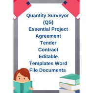 Quantity Surveyor  (QS) Essential Project Agreement Tender Contract Editable Templates Word File Doc