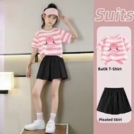 Jeanswest JKIDS Girls Summer Outfit Childrens Sportswear Thin Short Sleeve Skirt Set Cotton Blend Mo