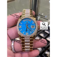 Real Gold Real Diamond Rolex Weekly Diary DD m128348Rbr Turquoise Face Real Gold Real Diamond Model 