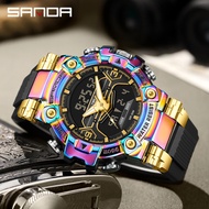 SANDA นาฬิกาควอตซ์ดิจิทัลแฟชั่นของผู้ชายนาฬิกา Chrono กีฬาปฏิทินกันน้ำนาฬิกาลำลองสำหรับท่านชาย