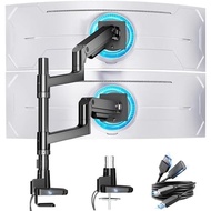 Arm for Inch, Curved 17-49 with Dual Mount for Ultrawide USB, Fits Heavy WING Stand Adjustable Doubl